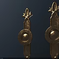 Elegant Decorative Golden Metal Handles With Circular Accents And Ornate Design