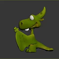 Cute Green 3D Cartoon Dragon Character With Yellow Wings And Big Eyes