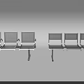 Row Of Modern Public Chairs With Metal Frame And Mesh Seats