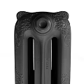 Black Cast Iron Radiator With Ornate Decorative Patterns And Vintage Design