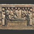 Medieval Stone Carved Relief Panel With Historical Figures And Mourning Scene