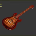 High Quality Electric Guitar With Sunburst Wooden Texture Detailed Close Up View