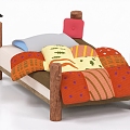 Children's bed Wooden bed Single bed 3d model