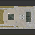 Beige Architectural Building Model With Courtyard Glass Roof And Stone Columns Design