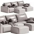Velvet Upholstered Two Seater Sofa with Striped Round Pillows Ottoman and Multiple Color Options