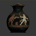 Detailed Ancient Greek Mythological Sculpture Carving On Terracotta Vase With Warrior And Creature