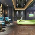 Jianou Bar Indoor Golf Course Villa Chess and Card Entertainment Bar Golf Recreation Room Villa Basement Bar Rest Area 3d model