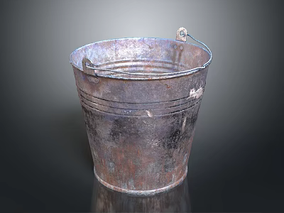 Vintage Rusty Metal Bucket With Iron Handle And Weathered Surface 3d model