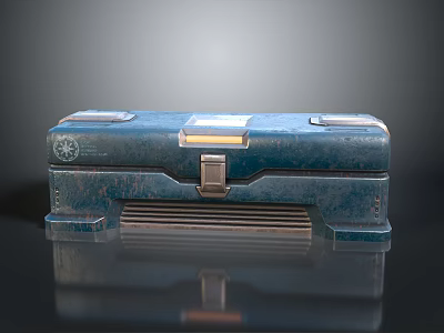 Vintage Blue Storage Box With Metal Clasp Textured Surface And Retro Design For Household Use 3d model