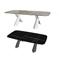 Elegant Modern Dining Tables With White And Black Marble Tops And X Shaped Metal Bases