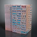 Tall Multi story Residential Apartment Building With Uniform Window Layout And Brick Red Facade