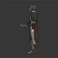 Futuristic Sci Fi Character With Metallic Armor Red Cape And Mechanical Body Structure