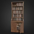 Wooden Bookcase Furniture With Multiple Shelves And Cabinet Door Storage For Books