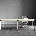 Modern Conference Table With Light Wood Top Chrome Legs And White Office Chair In Gray Office