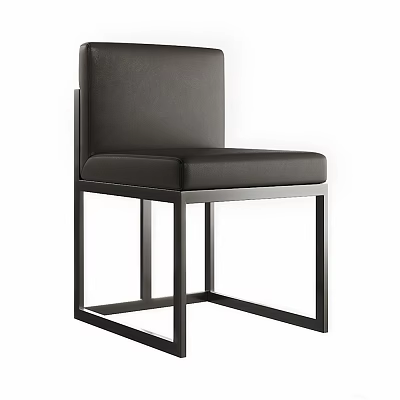 Modern Black Leather Accent Chair With Sleek Metal Frame And Comfortable Upholstered Seat 3d model