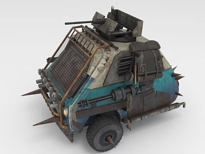 Rugged Weaponized Combat Vehicle With Spikes Gun Mount And Tactical Armor 3d model