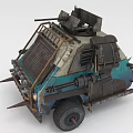 Rugged Weaponized Combat Vehicle With Spikes Gun Mount And Tactical Armor