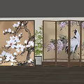 New Chinese Style Screen Zen Landscape Painting Partition Screen 3d model