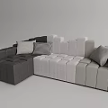 Modern Sectional Sofa With Gray Light Gray Patterned Cushions And Modular Design 3d model