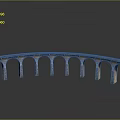 Gray Stone Arch Bridge Model With Multiple Pillars And Reflection