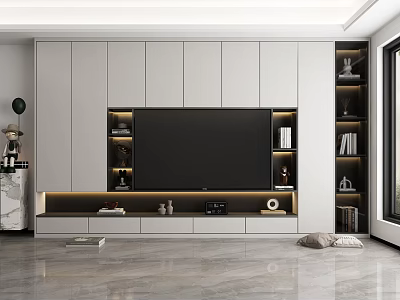 Modern TV Wall Design With Cabinetry And Ambient Lighting 3d model