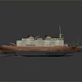 Vintage Red And White Cargo Ship With Superstructure And Deck Containers 3d model