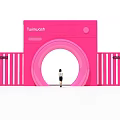 Pink Camera Shaped Event Entrance With Tuinwash Brand Round Archway And Person Standing