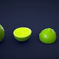 Fresh Green Limes Whole Halved and Sliced on Dark Background