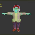 Cartoon Elderly Woman Character With Pink Jacket Blue Pants Brown Shoes And Glasses