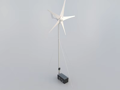 Industrial Wind Turbine With White Blades Tower And Base Power Unit 3d model
