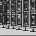 Black Decorative Room Screens With Intricate Patterns Arranged On Stands Indoors