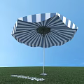Blue And White Striped Garden Sunshade For Outdoor Leisure In Grass Area