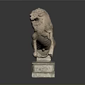 Traditional Carved Stone Lion Statue With Intricate Details And Base