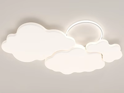 White Cloud Shaped Modern Decorative Ceiling Light with Ring Design 3d model