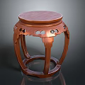 Traditional Wooden Stool With Carved Details Curved Legs And Round Seat