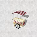 Healthy Food Cart With Red And White Striped Awning For Mobile Street Vending Business