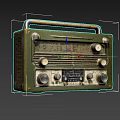 Vintage Green Radio With Metal Knobs Tuning Dial And Retro Design