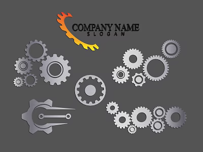 Industrial Equipment Mechanical Gears Design With Various Sizes And Shapes 3d model