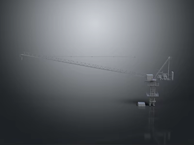 Tower Crane With Long Boom Clear Structure And Base Platform On Gray Background 3d model