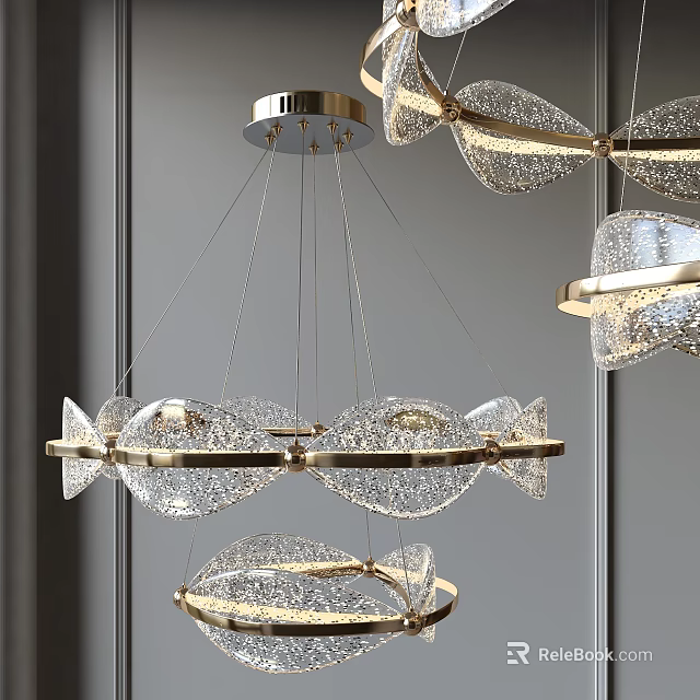 Modern Elegant Crystal Chandelier With Gold Metal Frame And Sparkling Design For Interior Lighting Decor 3d model 