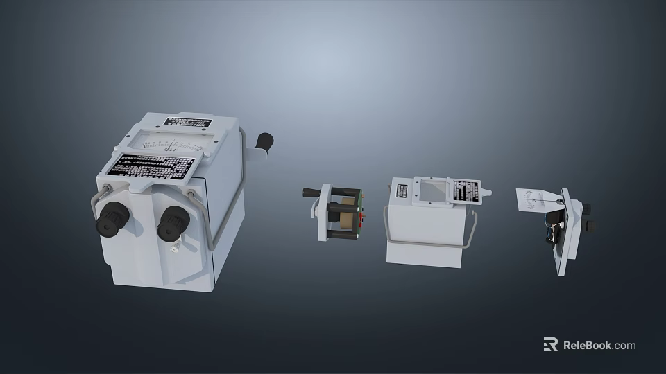 Industrial Equipment Components With White Casing Mechanical And Electrical Parts 3d model 
