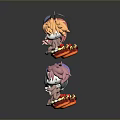 Colorful Cartoon Character Figurines With Various Hair Colors On Red And Yellow Bases