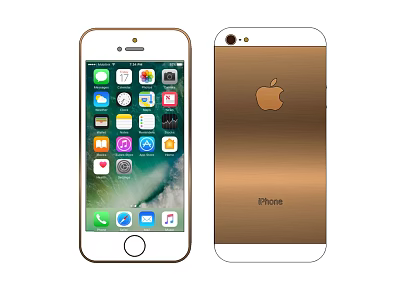 Apple iPhone Smartphone Front Screen Displaying App Icons Back Gold Finish With Logo 3d model