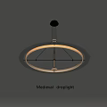 Elegant Medieval Droplight With Circular Metal Frame Hanging From Ceiling 3d model