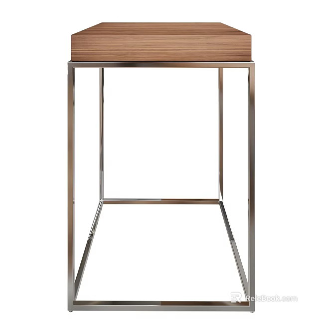 Modern Side Table With Wooden Top And Metal Frame For Living Room Decor 3d model 