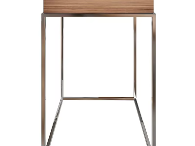 Modern Side Table With Wooden Top And Metal Frame For Living Room Decor 3d model