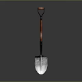 Shovel Garden Tool Design With Red Wooden Handle And Silver Metal Blade