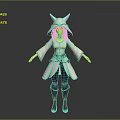 Fantasy Game and Movie Character With White Robe Horned Hood Brown Belt And Dark Boots