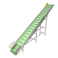Industrial Inclined Conveyor System With Green Belt And Metal Support Frame