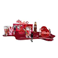 Coca Cola Exhibition Booth Red Themed Design With Large Bottle Models And Visitors